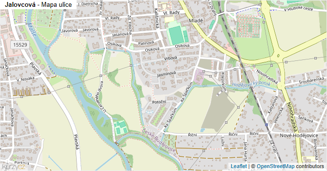 Jalovcová - mapa ulice