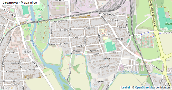 Jasanová - mapa ulice