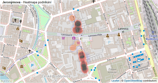 Jeronýmova - mapa podnikání