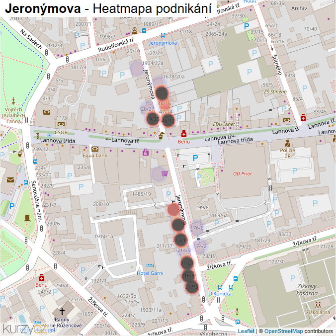 Mapa Jeronýmova - Firmy v ulici.