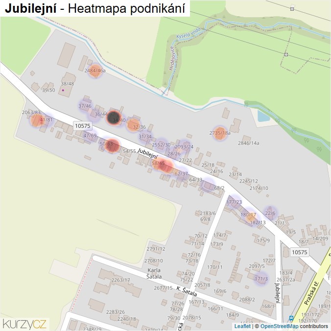 Mapa Jubilejní - Firmy v ulici.