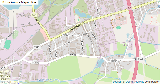 K Lučinám - mapa ulice