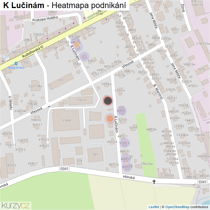 Mapa K Lučinám - Firmy v ulici.