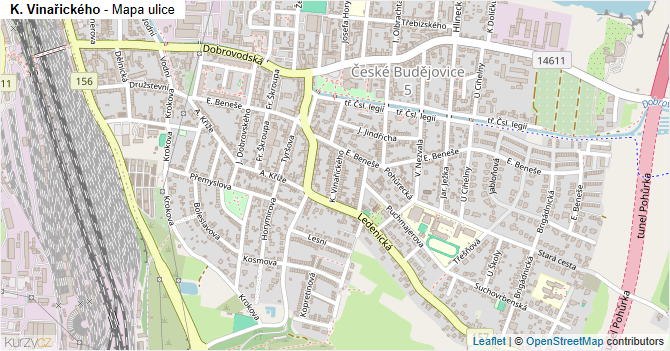 K. Vinařického - mapa ulice