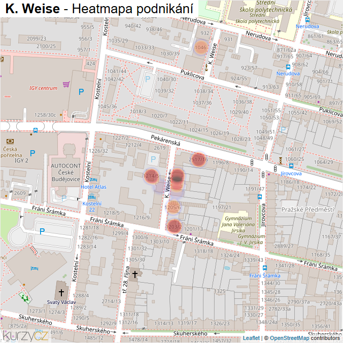 Mapa K. Weise - Firmy v ulici.