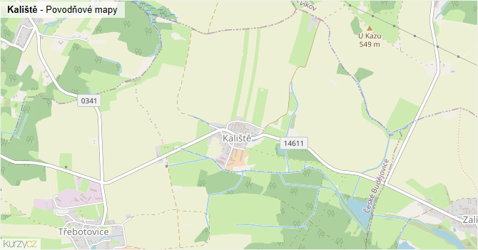 Kaliště - záplavové mapy stoleté vody