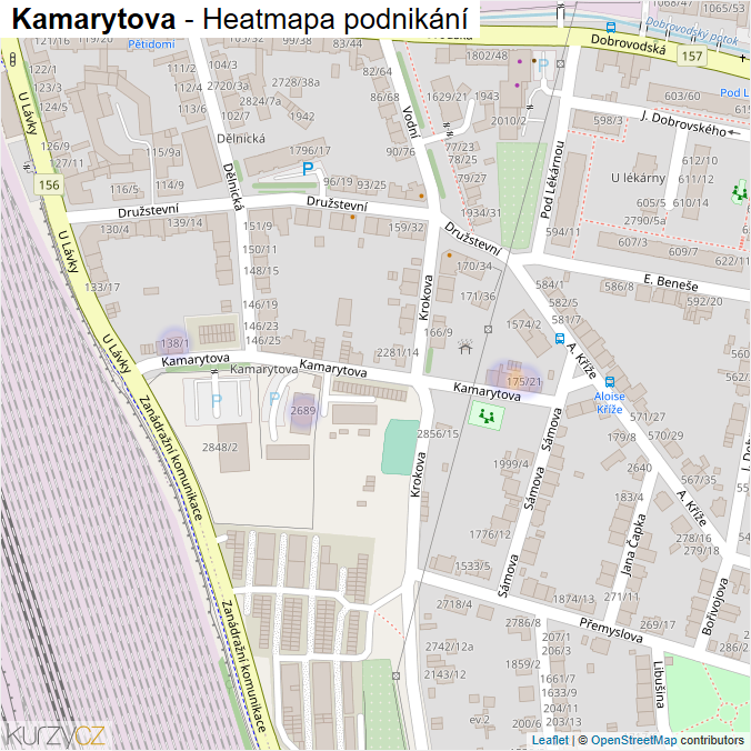 Mapa Kamarytova - Firmy v ulici.