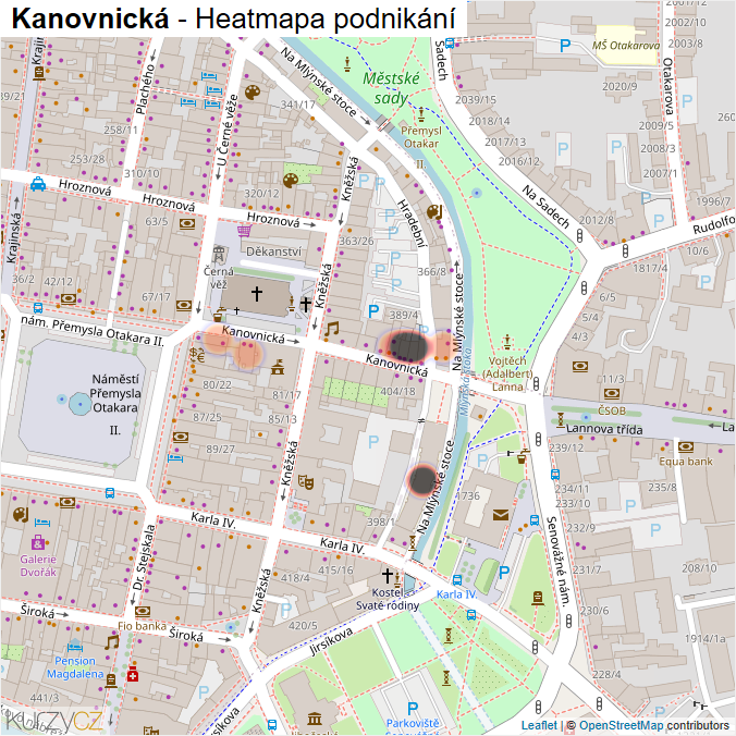 Mapa Kanovnická - Firmy v ulici.