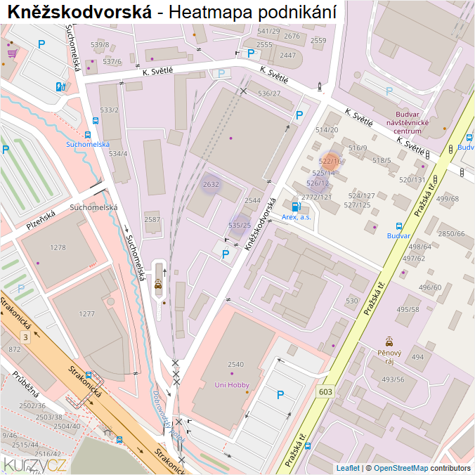 Mapa Kněžskodvorská - Firmy v ulici.