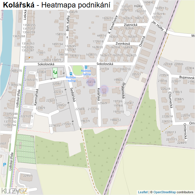 Mapa Kolářská - Firmy v ulici.