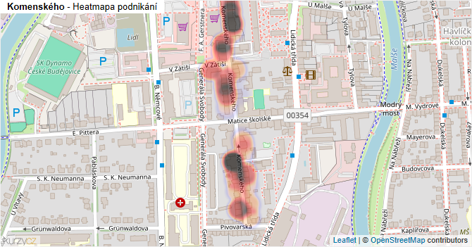 Komenského - mapa podnikání