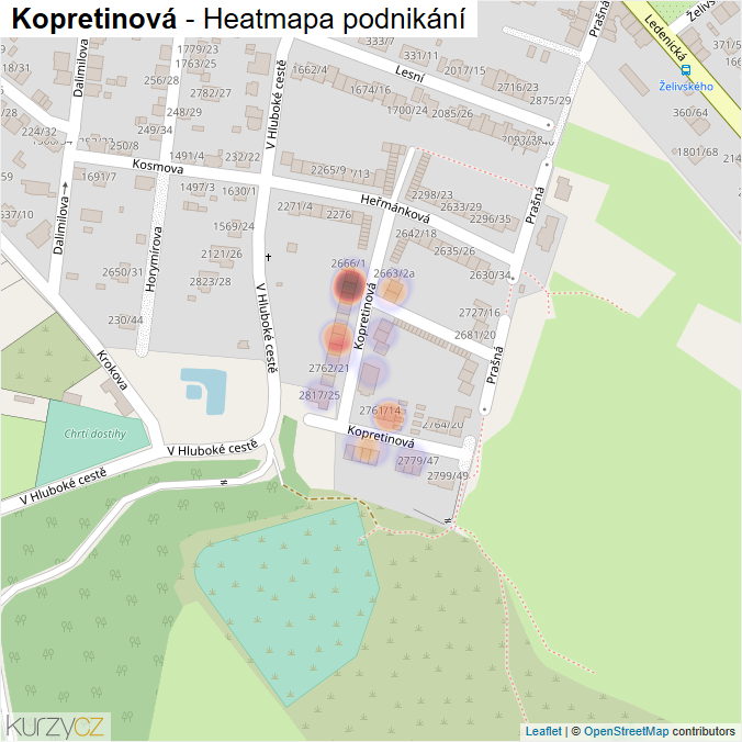 Mapa Kopretinová - Firmy v ulici.