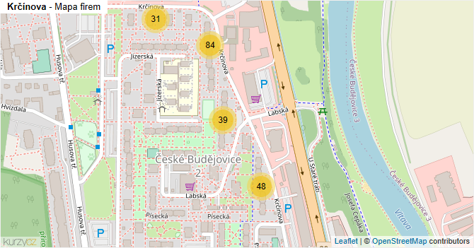 Krčínova - mapa firem