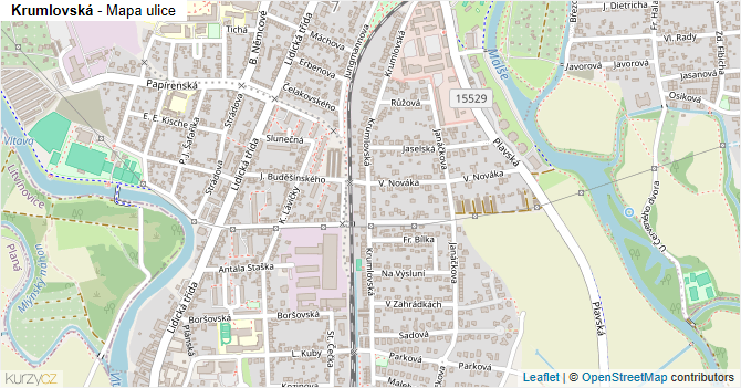 Krumlovská - mapa ulice