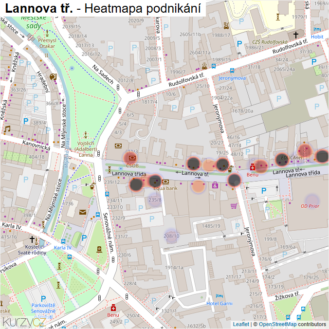 Mapa Lannova tř. - Firmy v ulici.
