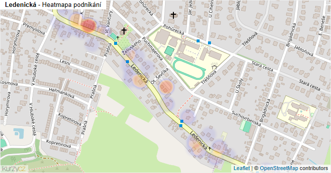 Ledenická - mapa podnikání
