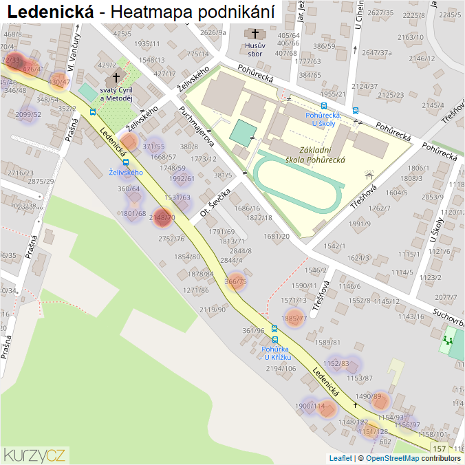 Mapa Ledenická - Firmy v ulici.