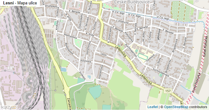 Lesní - mapa ulice
