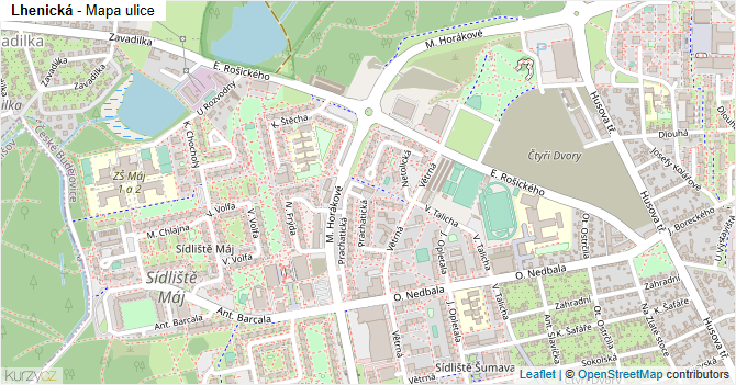 Lhenická - mapa ulice