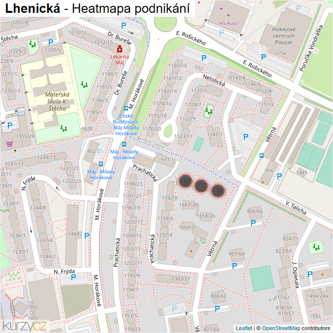 Mapa Lhenická - Firmy v ulici.