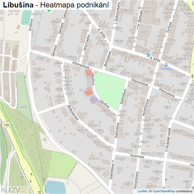 Mapa Libušina - Firmy v ulici.
