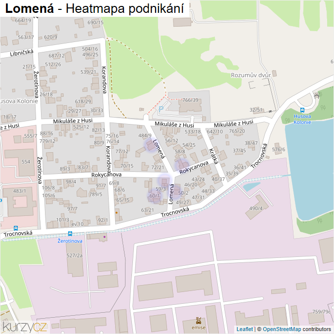 Mapa Lomená - Firmy v ulici.