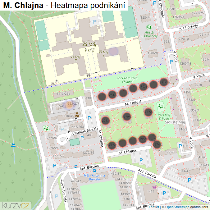 Mapa M. Chlajna - Firmy v ulici.