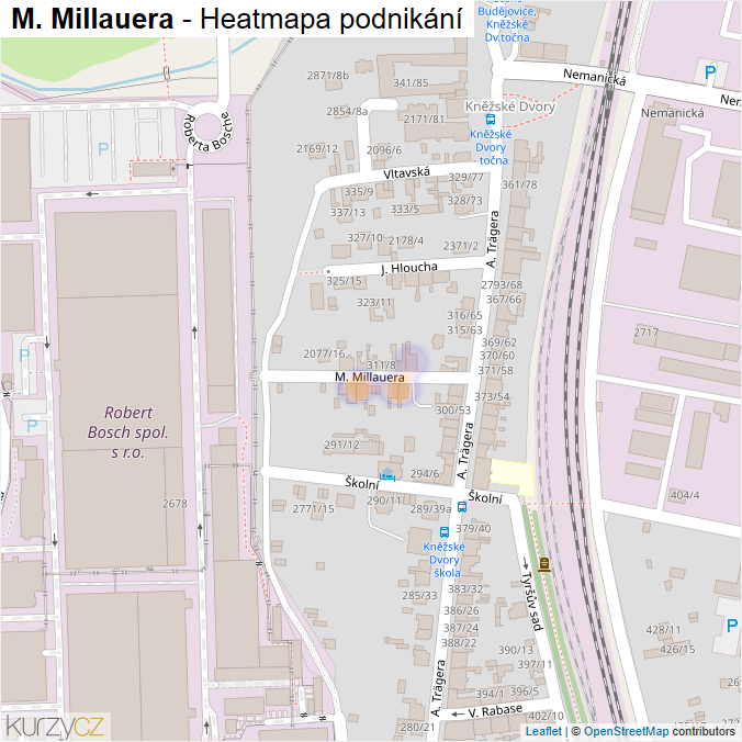 Mapa M. Millauera - Firmy v ulici.