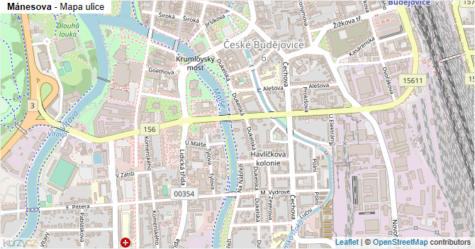 Mánesova - mapa ulice
