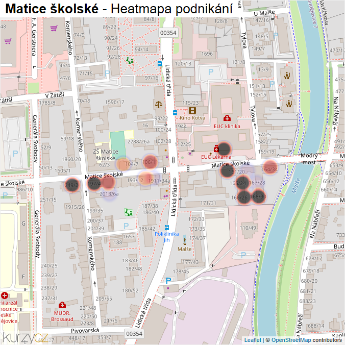 Mapa Matice školské - Firmy v ulici.