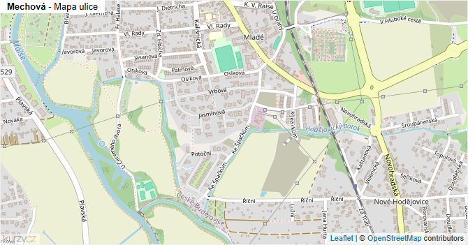 Mechová - mapa ulice