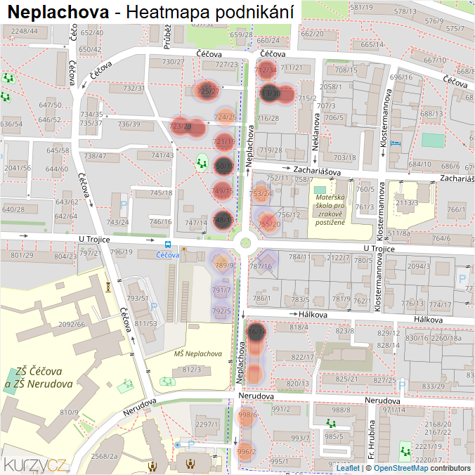 Mapa Neplachova - Firmy v ulici.