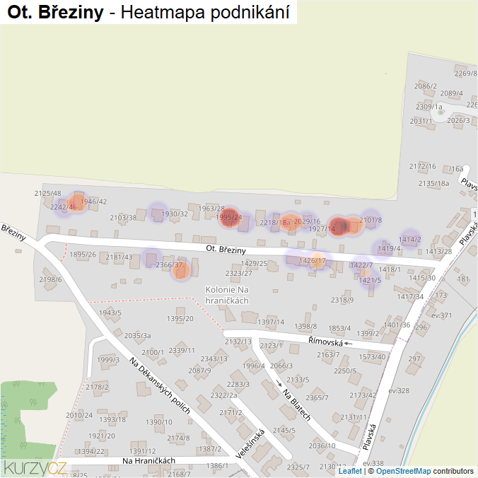 Mapa Ot. Březiny - Firmy v ulici.