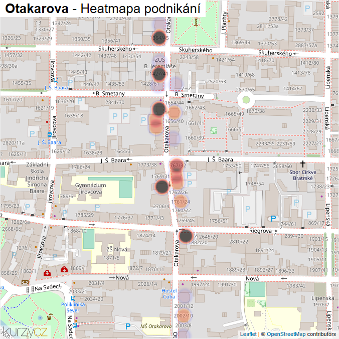 Mapa Otakarova - Firmy v ulici.