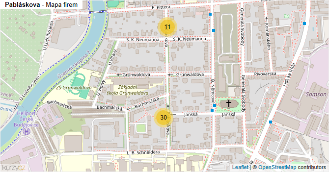 Pabláskova - mapa firem