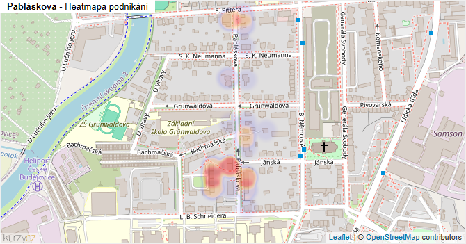 Pabláskova - mapa podnikání