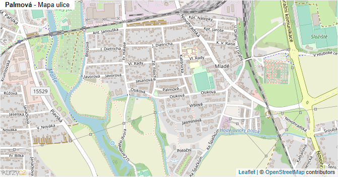 Palmová - mapa ulice
