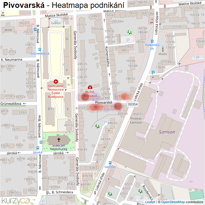 Mapa Pivovarská - Firmy v ulici.