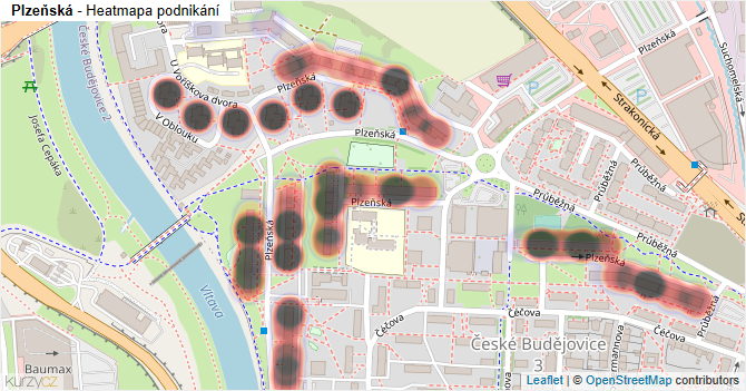 Plzeňská - mapa podnikání