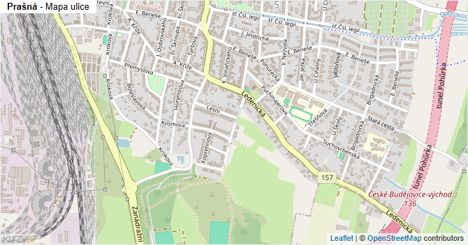 Prašná - mapa ulice