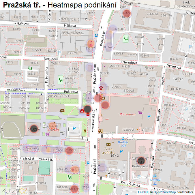 Mapa Pražská tř. - Firmy v ulici.