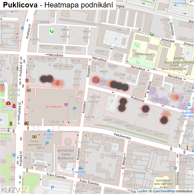 Mapa Puklicova - Firmy v ulici.