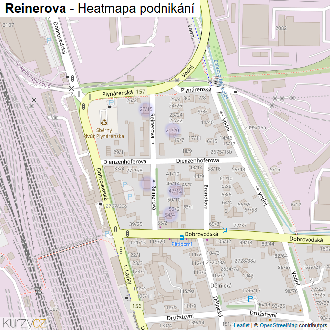 Mapa Reinerova - Firmy v ulici.