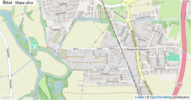Říční - mapa ulice