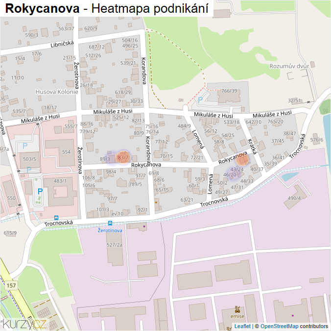 Mapa Rokycanova - Firmy v ulici.