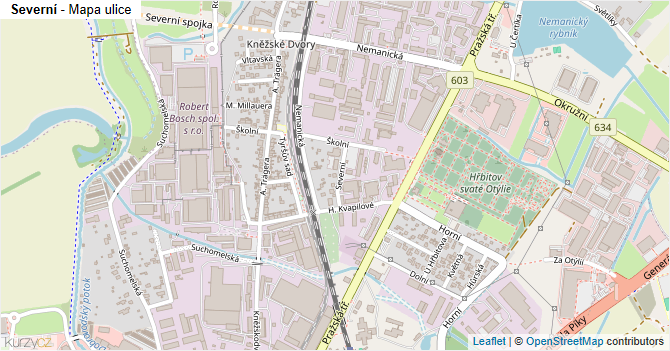 Severní - mapa ulice