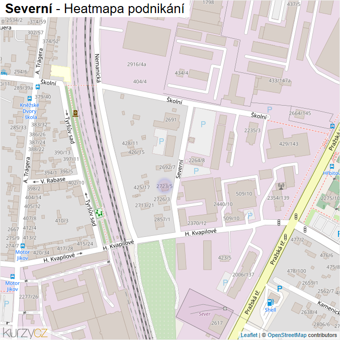 Mapa Severní - Firmy v ulici.