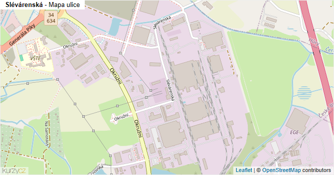 Slévárenská - mapa ulice