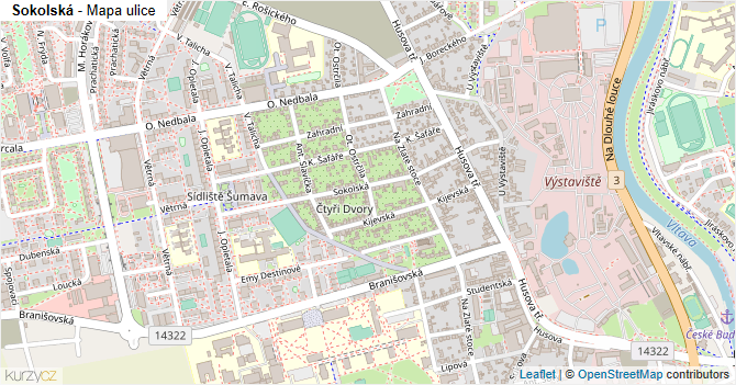 Sokolská - mapa ulice