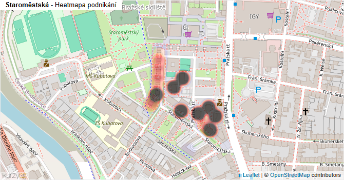 Staroměstská - mapa podnikání